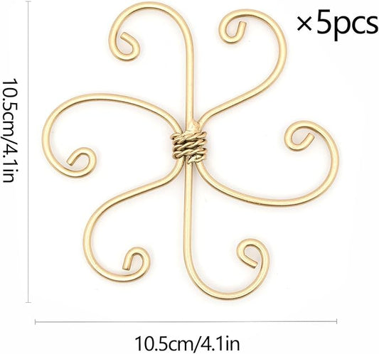 5PCS Plant Stem Support - Durable 5pcs Iron Grapple Holder for Monstera & Climbing Plants, Unique Design for Optimal Growth, Bamboo Clamp Set for Leaf Stabilization and Support (Gold)