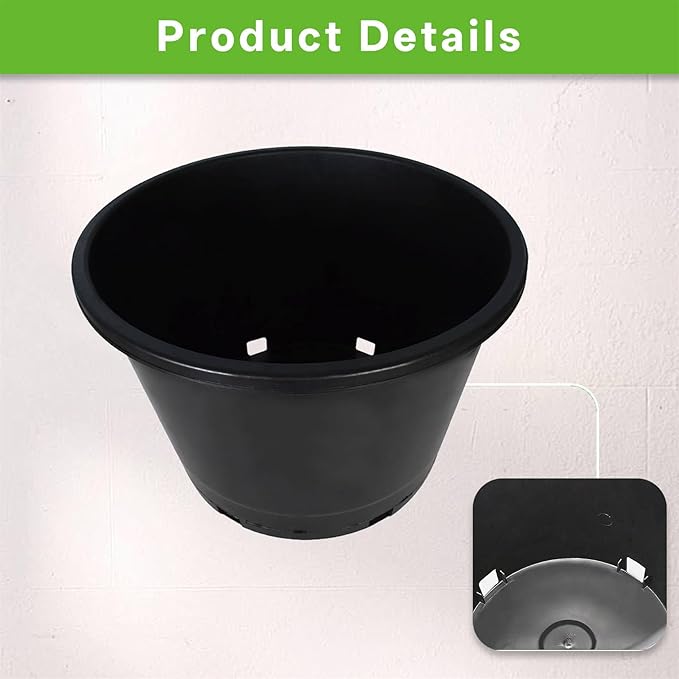 Nursery Pots with Drainage Holes Pack of 5 Pcs 10 Gallon and Plant Label Flexible Seedling Pots Seed Starting Planter for Indoor Outdoor Flowers Succulents Cactus