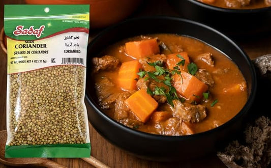 Sadaf Coriander Seeds - Coriander Seeds Whole for Cooking and Food Flavoring - Mediterranean Cuisine - Semilla de Cilantro - Kosher - 4 Oz Resealable Bag