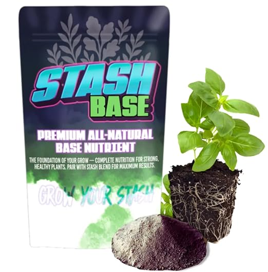 Stash Base Premium All-Natural Nutrient (2.2-4-2.3) – Organic Vegetative Stage Soil Amendment & Fertilizer with Biochar, Crustacean Meal & Kelp – Boosts Root Growth & Stem Strength (4 lbs)