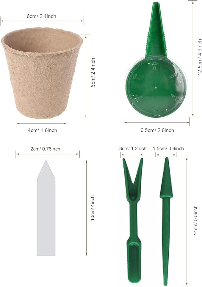Woohome 202 PCS Peat Pots and Peat Pellet Fiber Soil Plant with Plant Label, Round Peat Pots and 30MM Peat Soil Pellets, Plastic Plant Tags and Loose Soil Tool for Home Plant Starters