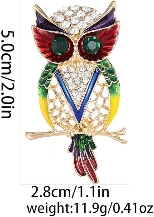 Rhinestone Owl Brooch Pin for Women Cute Big Cartoon Cat Eye Stone Owl Bird Brooch Unique Double Owl Brooch Pin Clothes Bag Hat Dress Jewelry