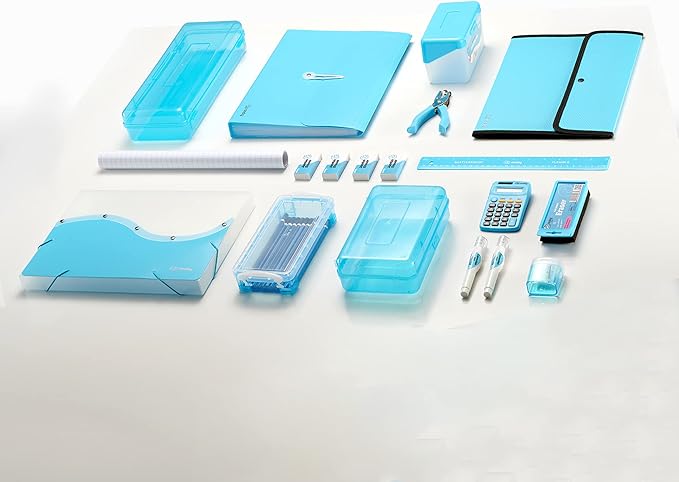 1 Inch 3 Ring Binder 1” Binder Blue Clear View Cover with 2 Inside Pockets, Colored School Supplies Office and Home Binders – by Enday