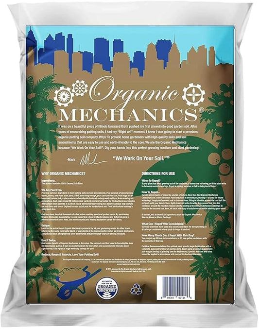 Organic Mechanics Cocodelphia Premium Coco Coir, 1.76 Cu Ft - Enhances Nutrient Retention for Hydroponics, Container Planting & Garden Beds - Peat-Free & Eco-Friendly