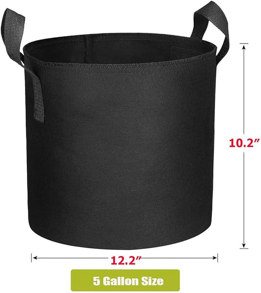 10-Pack 5 Gallon Plant Grow Bags, Heavy Duty 300G Thickened Non-Woven Aeration Fabric Pots with Reinforced Handles