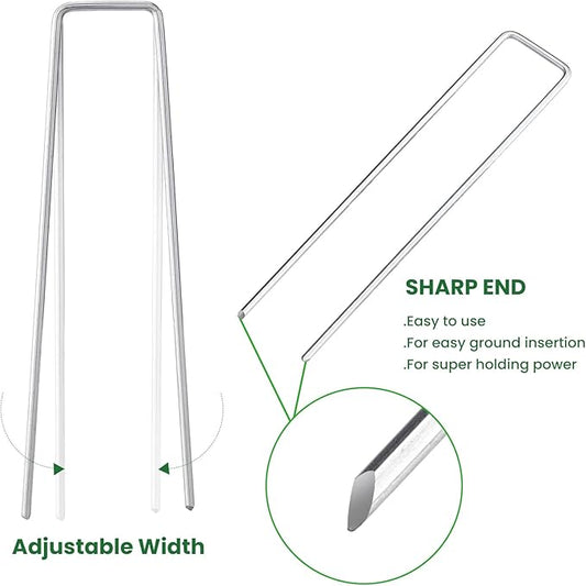 6 Inches Landscape Staples, Garden Stakes Securing Pegs for Securing Weed Fabric Landscape Fabric Netting Ground Sheets and Fleece, Heavy Duty Metal Tent Stakes, Halloween Decorations (20, Silver)