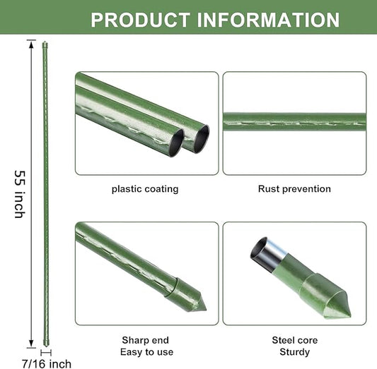 55 inch Garden Stakes 25 Pack Tomato Stakes Plant Sticks with 100 Ties