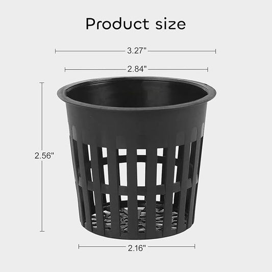 GROWNEER Net Pot 50 Pcs 3 Inch Garden Slotted Mesh Net Cups, Heavy Duty Hydroponic Pots Supplies with 50Pcs Plant Labels, Aquaponics Planting Growing Basket for Indoor Outdoor