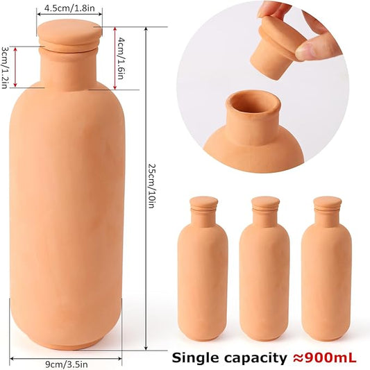 3pcs Terracotta Plant Watering Globes 3.5 * 10inch Terracotta Watering Pots Self Watering Planter 900ml for Indoor Outdoor Plants Clay Plant Watering Globes Planter Insert Watering Pots