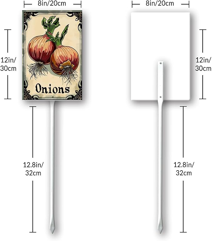 Uptell Vegetable Garden Onions Yard Sign Label With Stake Plant Markers For Outdoor Plants Waterproof 8x12inch Nursery Garden Outdoor Sign