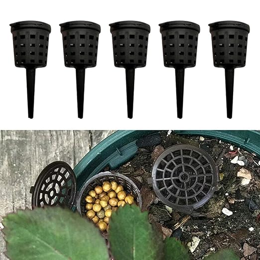 Happyyami 50pcs Bonsai Fertiliser Baskets Plastic Fertilizer Box Fertilizer Basket with Cover Plant Grow Fertiliser Container Box for Bonsai Orchid Flower Garden Tool