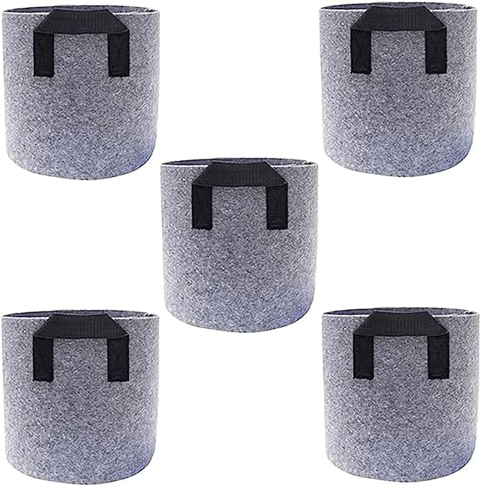 Ulalaza 5PCS Potato Grow Bags with Flap Plant Grow Bags Fabric Multi Ribbon Potato Bag Tomato Vegetable Growth Non-Woven Felt Planting Bag Transparent