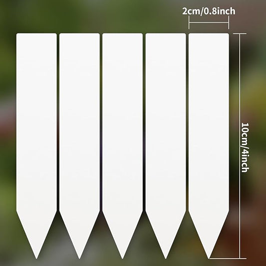 100Pcs 4 Inch Plant Labels,Plastic Waterproof Nursery Stake Tags for Potted Plants (White) (SZ-BC210YB)