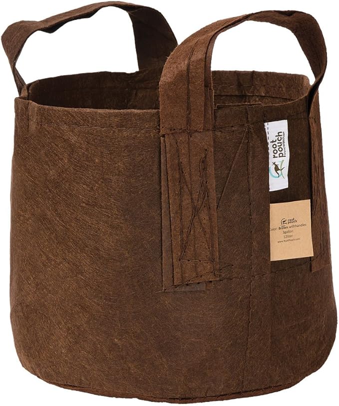 Root Pouch Non-Degradable Reusable Grow Bag with Handles (3 Gallon, Brown)