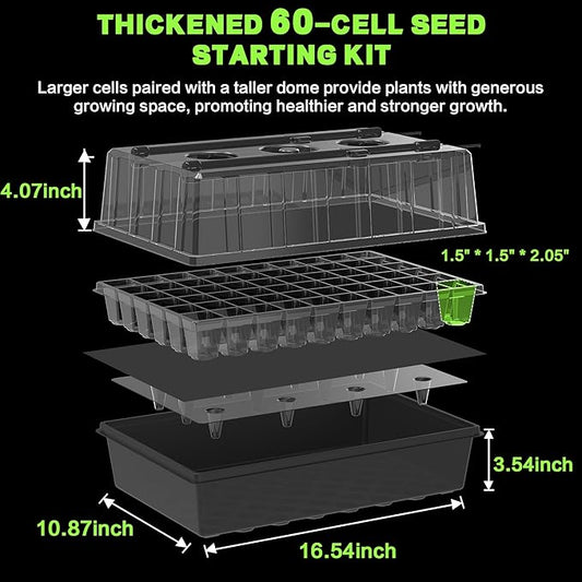 120-Cell Self-Watering Seed Starter Tray with Grow Lights, Upgraded 1–24H Timer, Seed Trays with Humidity Dome, Indoor Gardening System, Starter Kit for Seeds, Plant Germination