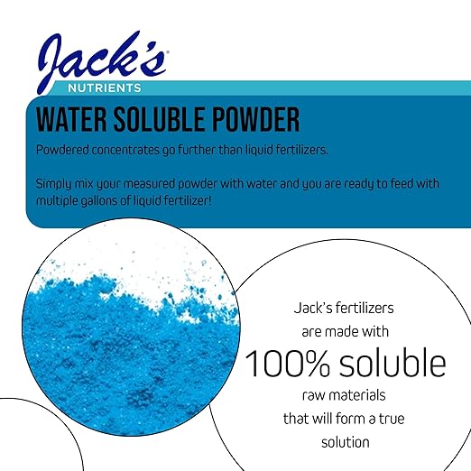Jack's Classic Nutrients 10-30-20 Bloom Water-Soluble Fertilizer for Root Growth and Fruit Development in Continuous Liquid Feed Programs, 2.2Lbs