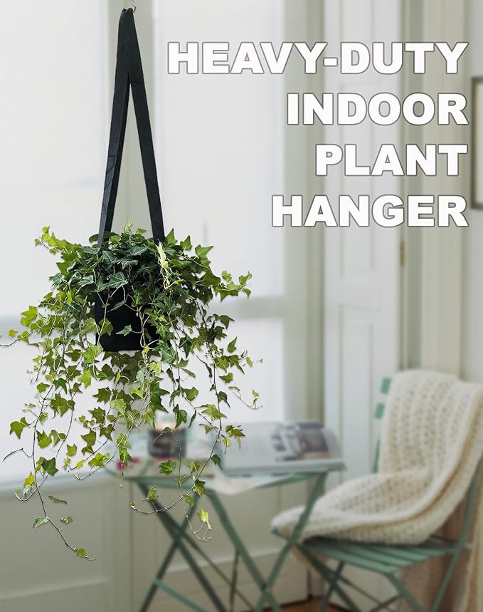 Dual-Use Felt Hanging Planter & Plant Hanger Set - 2 Pack 6.5 Inch with 2 Hooks, Breathable Hanging Planter Basket for Indoor/Outdoor, Balcony Planter for Succulent, Strawberry, Herbs, Orchids (Black)