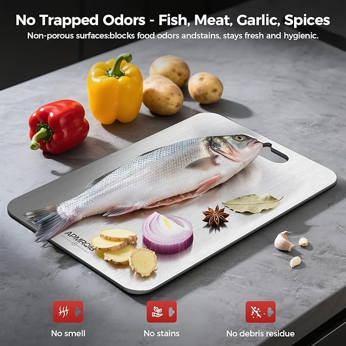 Titanium Cutting Board Set of 3,100% Pure Titanium Cutting Boards for Kitchen, Double Sided Non Toxic Cutting Board, Ideal Charcuterie & Chopping for Meat, Hygiene Durable Dishwashr(3 Pack)