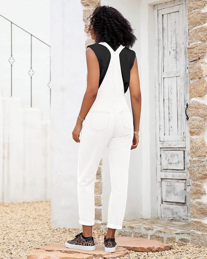 Vetinee Womens Classic Adjustable Straps Pockets Denim Bib Overalls Jeans Pants