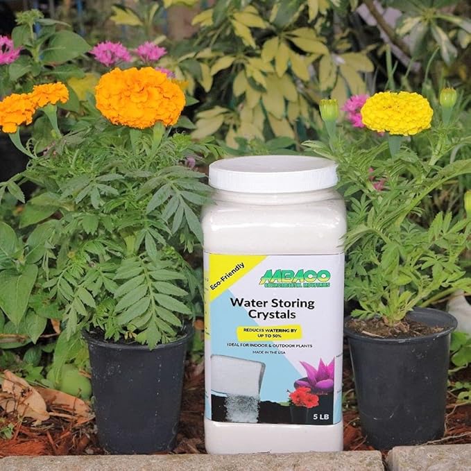 AABACO Water Storing Crystals - for Indoor & Outdoor Plants - Mix Crystals with Soil to Reduce The Amount of Watering Needed - Protect Against Heat - Watch Your Garden & Plant Grow (5LB)