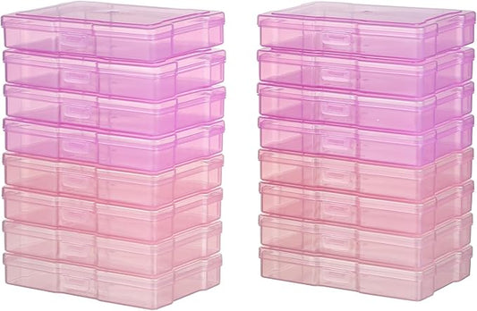 novelinks Transparent 4" x 6" Photo Cases and Clear Craft Keeper with Handle, 16 Inner Photo Organizers & Photo Storage Box, Plastic Photo Storage Containers (Pink Gradient)