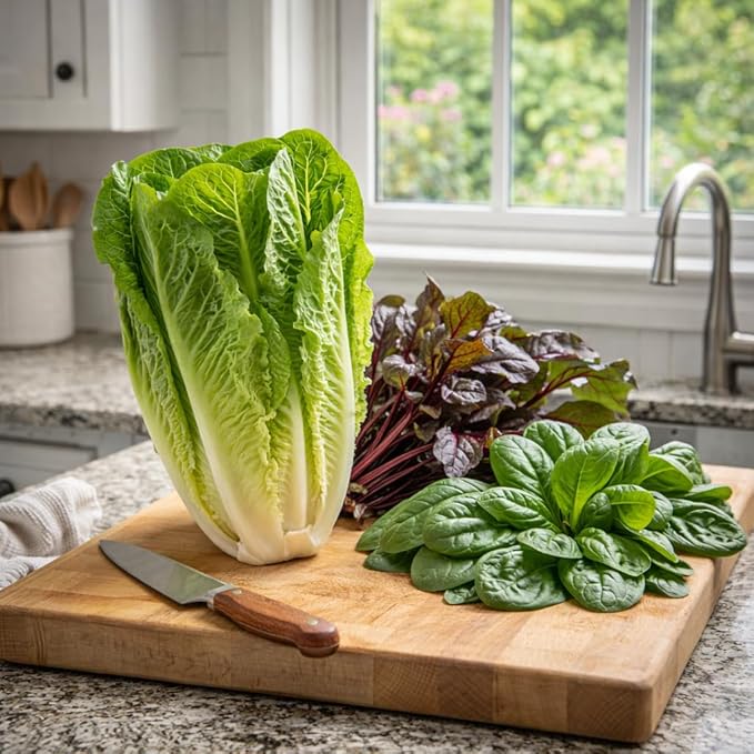 Greens Seeds Collection, 2500+ Seeds, 9 Heirloom Varieties, Arugula, Beet, Upland Cress, Vates Collard, Red Russian Kale, Crisphead Lettuce, Parris Island Lettuce, Tatsoi Mustard, Viroflay Spinach