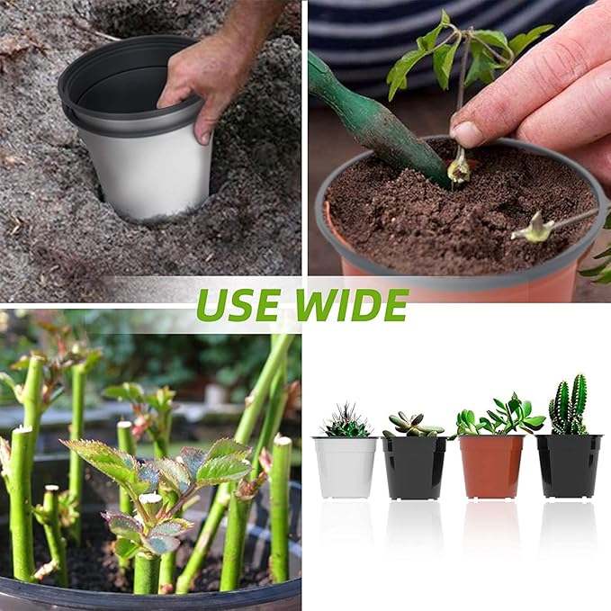 50 Pack Nursery Pots, 4 5 6 Inch Plants Flower Pots Durable Plastic Planters Indoor Modern Decorative Seed Container Pots for House Plants, Succulent, Flower (4INCH, Black)