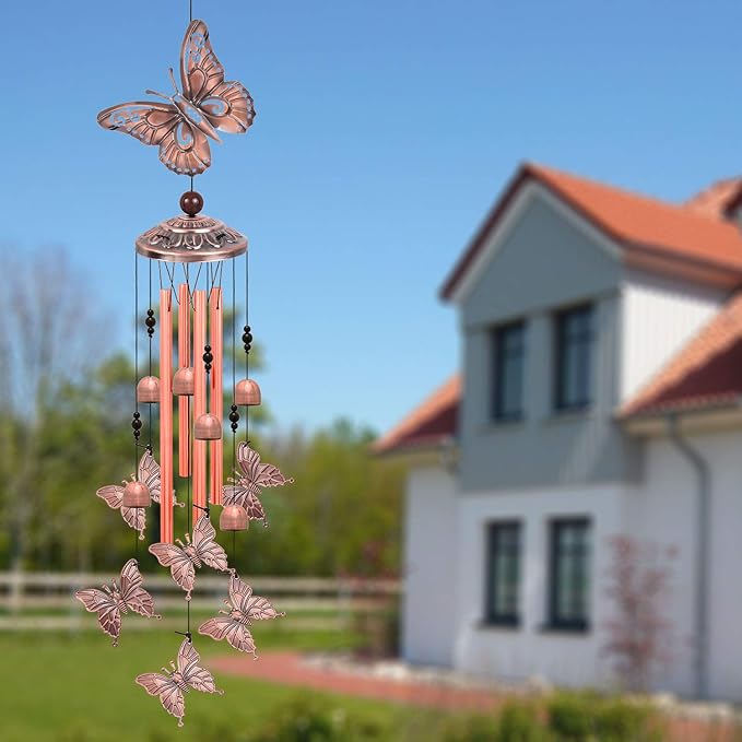 Solawindchime Outdoor Butterfly Wind Chimes, Butterfly Memorial Wind Chimes, Gift Wind Chime, Butterfly Wind Bell, Gifts for Women, for Home, Garden, Indoor, Outdoor Decoration, Garden Wind Chime