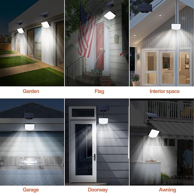 153 LED Solar Wall Lights, 180° Beam Angle Security Lights Outdoor with Remote, Motion Sensor Lights with 3 Modes, Waterproof Flood Lights for Porch, Patio,Yard,Garage, 4 Pack