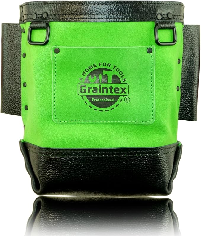 Graintex Nut & Bolt Bag Premium Quality Suede Leather Tool Bag, Tool Belt Ironworker, Bull Pin Loops, Ideal for Heavy-Duty Use, Bolt Bags for Construction Professionals