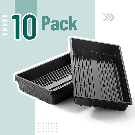 Mr. Pen- Plastic Growing Trays, 10 Pack, Black, 17”x10”, Plant Tray, Seed Tray, Seedling Tray, Propagation Tray, Plant Trays for Seedlings, Seedling Starter Trays, Microgreens Growing Trays