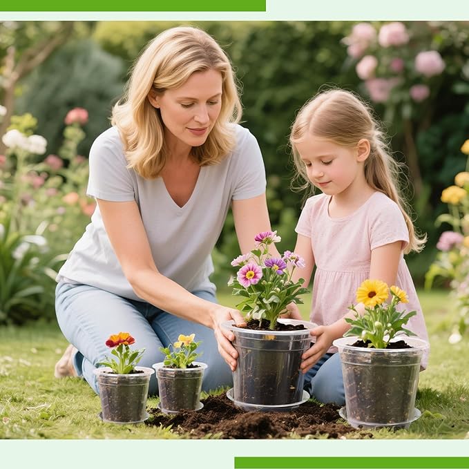 7/6/5/4/3 Inch Clear Nursery Pots with Drainage Trays, 25 Pack Plastic Pots for Plants, Clear Pot for Seed Starting, Transplanting, Succulents, and Indoor Gardening (3+4+5+6+7 inch)