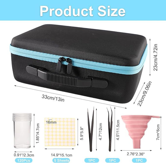 Seed Storage Organizer, Seed Storage Container with 120 Slot, Sturdy Seed Organizer Storage Box with Zipper Bag Label Stickers, 120 Plastic Bottles, Funnel, 2 Tweezers, for Flower Plants Garden