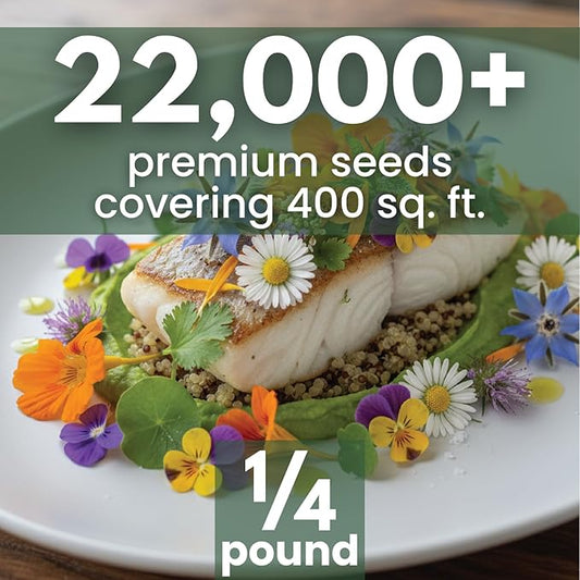 Gourmet Edible Mix – 22,000 Premium Seeds for Planting – Fresh Culinary Flowers & Herbs – 2026 Season – 4 Ounce Pouch