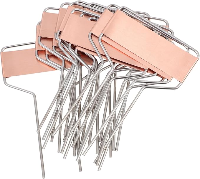 SUPVOX Copper Plate Metal Plant Labels Weatherproof Garden Stake Tags Reusable Planting Gardening Markers for Flowers, Vegetables,Etc-15PCS(3.9X 2.5 in