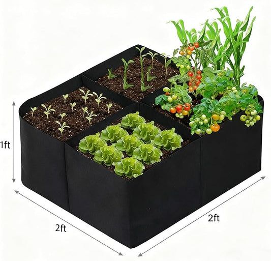 2x2 Ft Fabric Raised Garden Bed with 4 Grids - Perfect for Tomato and Potato Grow Bags, Outdoor Indoor Vegetable Garden Clearance Grow A Garden Solution