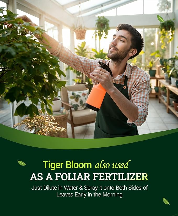 FoxFarm Tiger Bloom Liquid Plant Food - Phosphorus Fertilizer for Buds, Blooms & Flowering - Supports Soil & Hydroponic Systems - High Micronutrient Formula with 2-8-4 Nutrient Ratio - 1 Gallon