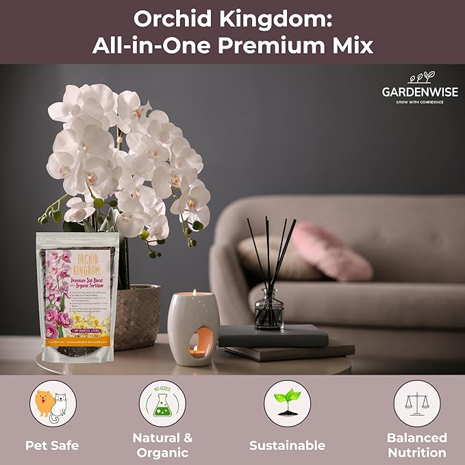Orchid Potting Mix – Orchid Bark, Sphagnum Moss, Tree Fern & Perlite for Repotting Phalaenopsis Orchids, Indoor Plants, Orchid Soil Medium – Sustrato para Orquídeas (5 Quart)