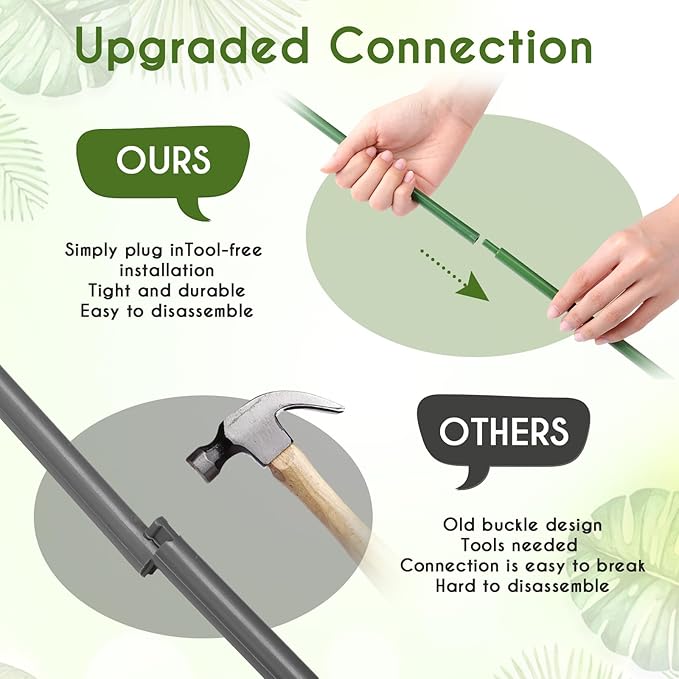 6 Pack 39.37" Stackable Plant Support Stakes Plant Support for Indoor Outdoor Green Twig Plant Sticks with Extension Poles Plastic Branch Trellis for Climbing Potted Flower Monstera