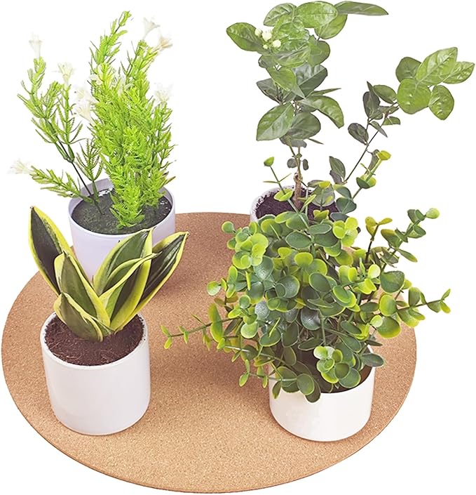 18 Inch Large Cork Plant Coasters, 2 Pieces Cork Plant Mats, Cork Coaster for Planters, Large Plant Coasters for House Plants Indoor Outdoor (Nude & Black)