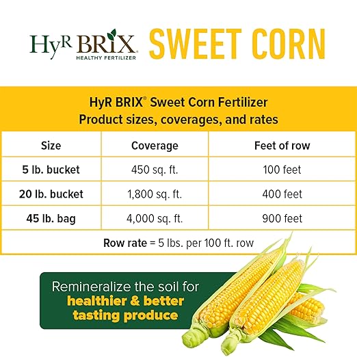 HyR BRIX Slow-Release 16-7-10 Sweet Corn Fertilizer, 5lb Bucket - Corn Food with Calcium & Sulfur - Essential Micronutrients for Big, Uniform Ears & Sweet Flavor