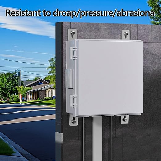 Electrical Junction Box, Ventilated Design, Cable Grommets, Indoor/Outdoor Use with Mounting Panel & Hinged Cover. Waterproof IP 65. (Grey Cover, 13"x13"x5.1")