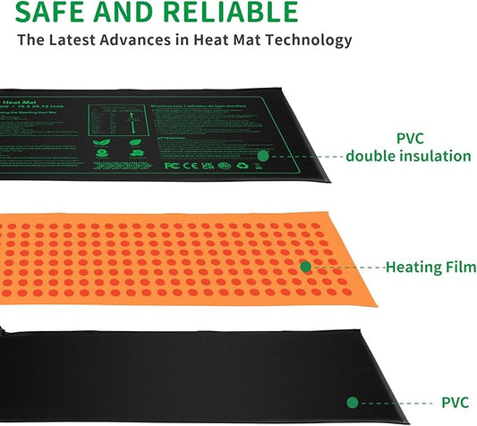 NAMOTEK Seedling Heat Mat, 10" x 20.75" Waterproof Plant Heating Mat, Warm Hydroponic Heating Pad for Indoor Home Gardening Seed Starter,Germination, Greenhouse