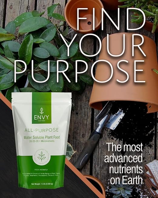 ENVY All-Purpose Plant Fertilizer, 3 Pound - Makes 300 Gallons, for Indoor and Outdoor Plants, Pet Safe, Water Soluble, Made in USA