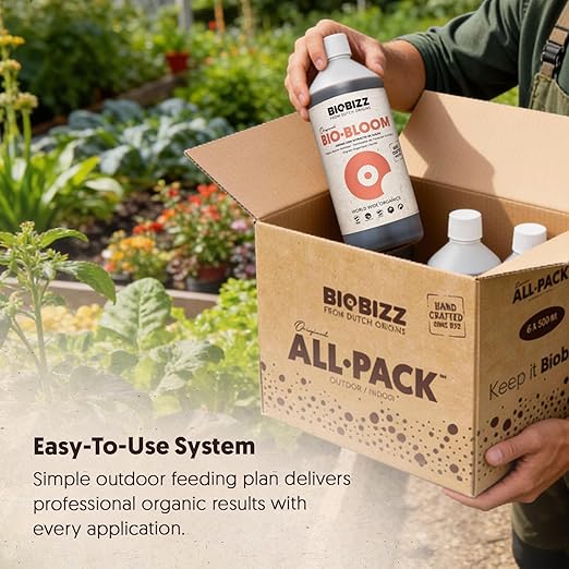 BioBizz All·Pack Outdoor - Complete Organic Nutrient Kit (6 x 16.9 fl oz) | Natural Fertilizer for Outdoor Plants, Soil Enhancer, Root & Bloom Booster for Garden Growth