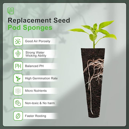 YBB 50PCS Hydroponic Grow Sponges, Seed Starter Pods Replacement Sponges Compatible with Aerogarden, Rapid Rooter Starter Plugs for Hydroponic Indoor Garden System