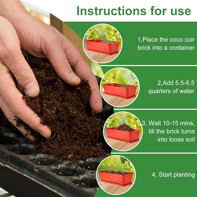 Coco Coir Brick for Plants - 2 Pack Premium 100% Organic Coconut Coir Peat Moss Mix Potting Soil with Low EC & pH Balance, Fiber Coconut Husk for Plants, Flowers, Herbs Garden Soil