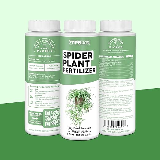 Spider Plant Fertilizer for Spider Plants, Great for Curly, Striped, and Solid Green Varieties, Liquid Fertilizer by TPS Plant Foods, 32oz (1 Quart)