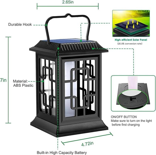 Solar Lanterns Outdoor Waterproof Hanging Solar Lanterns Garden Lights Solar Powered Flame Lights LED Lights for Patio Pathway Deck Yard (2 Pack)