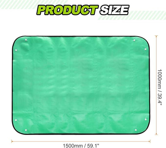 HARFINGTON Repotting Mat 39.4" x 59.1" PE Cloth Waterproof Plant Repotting Mat Foldable Portable Gardening Potting Tray with Plastic Buckle for Indoor Plant Change Soil Watering, Green